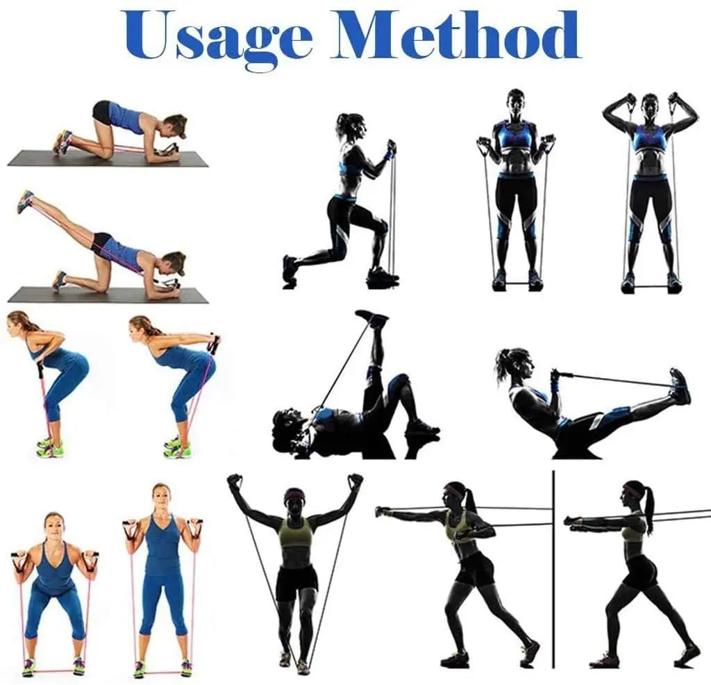 11PCS Latex Resistance Bands Set