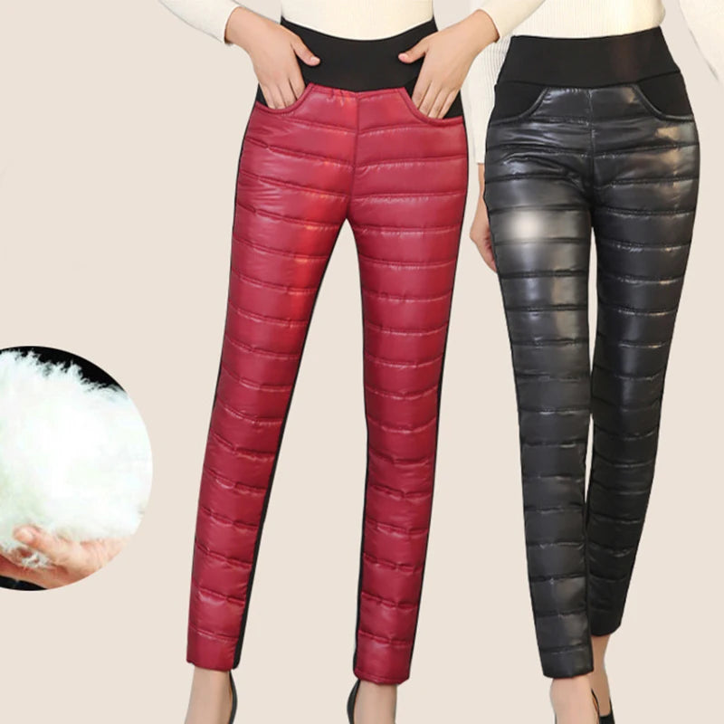 Women’s Winter Warm Ski Trousers - High Waist Down Pants