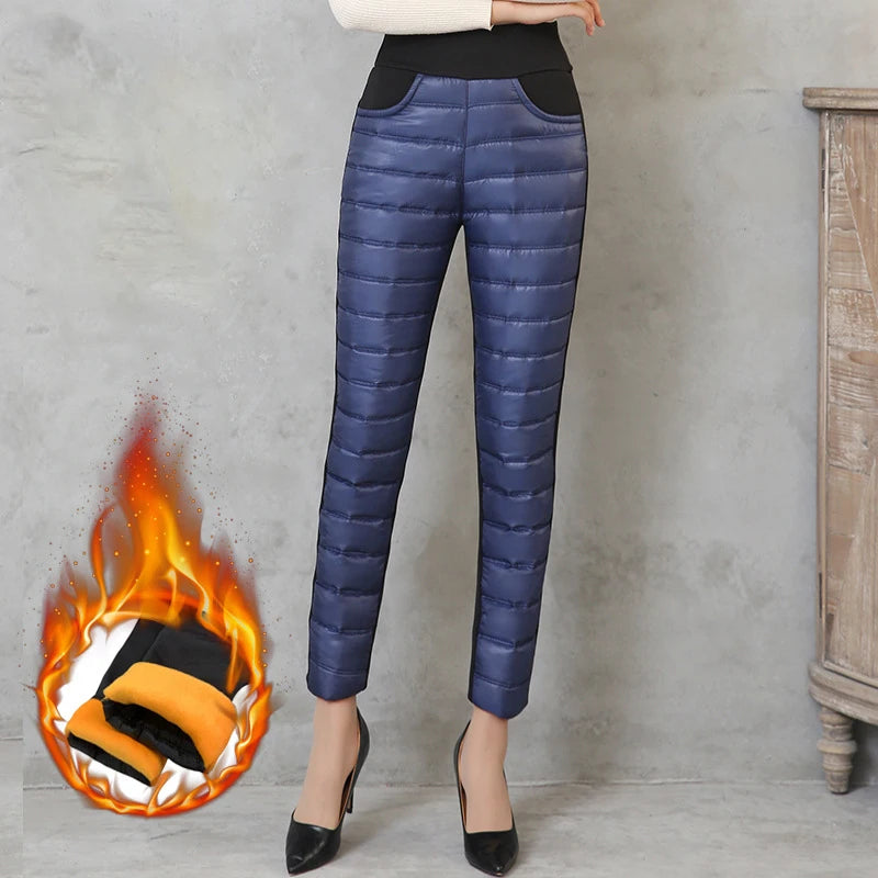 Women’s Winter Warm Ski Trousers - High Waist Down Pants