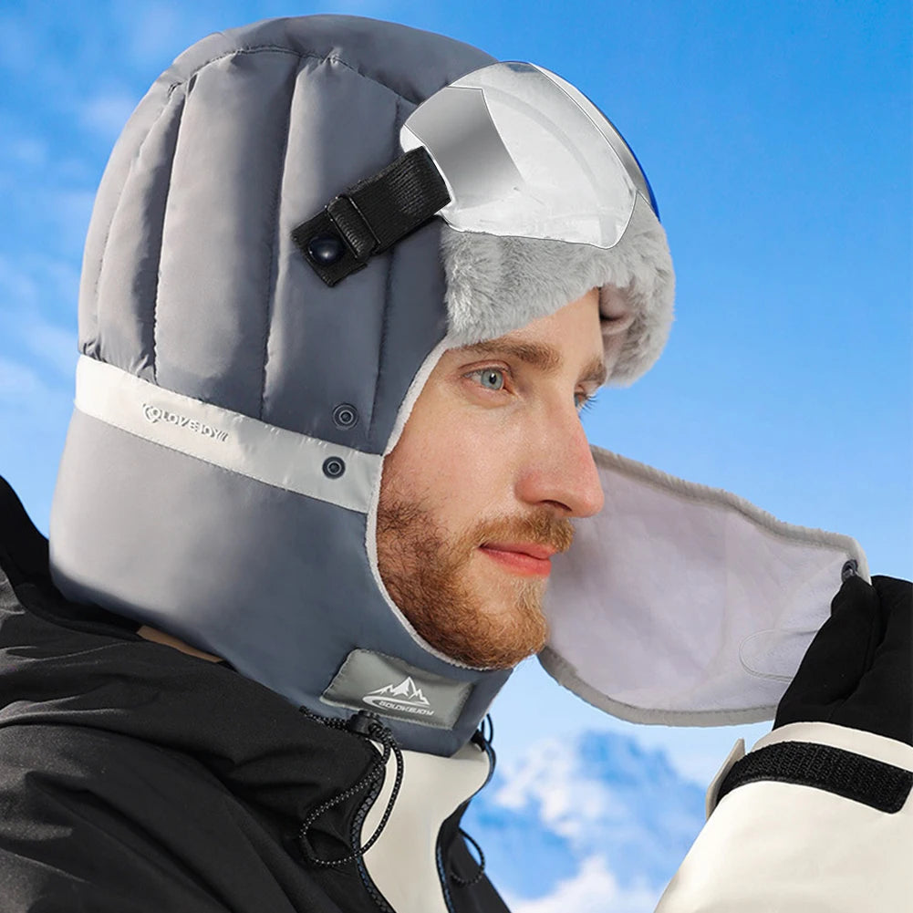 Outdoor Winter Warm Thicken Ski Hat with Goggles