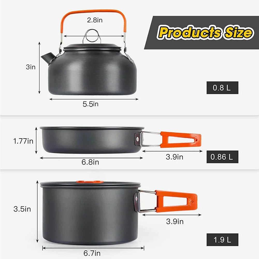 Camping Cookware Set for 2-3 People