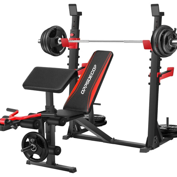900LBS Weight Bench Set with Squat Rack & Curl Bench