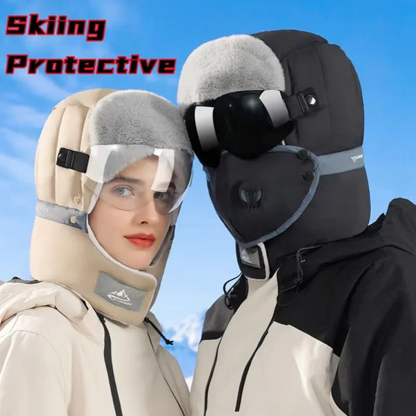 Outdoor Winter Warm Thicken Ski Hat with Goggles