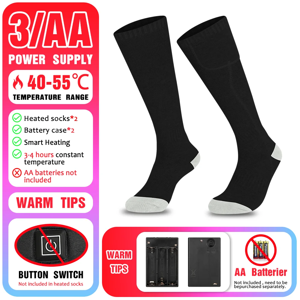 65℃ Electric Heated Socks with Battery for Winter Sports