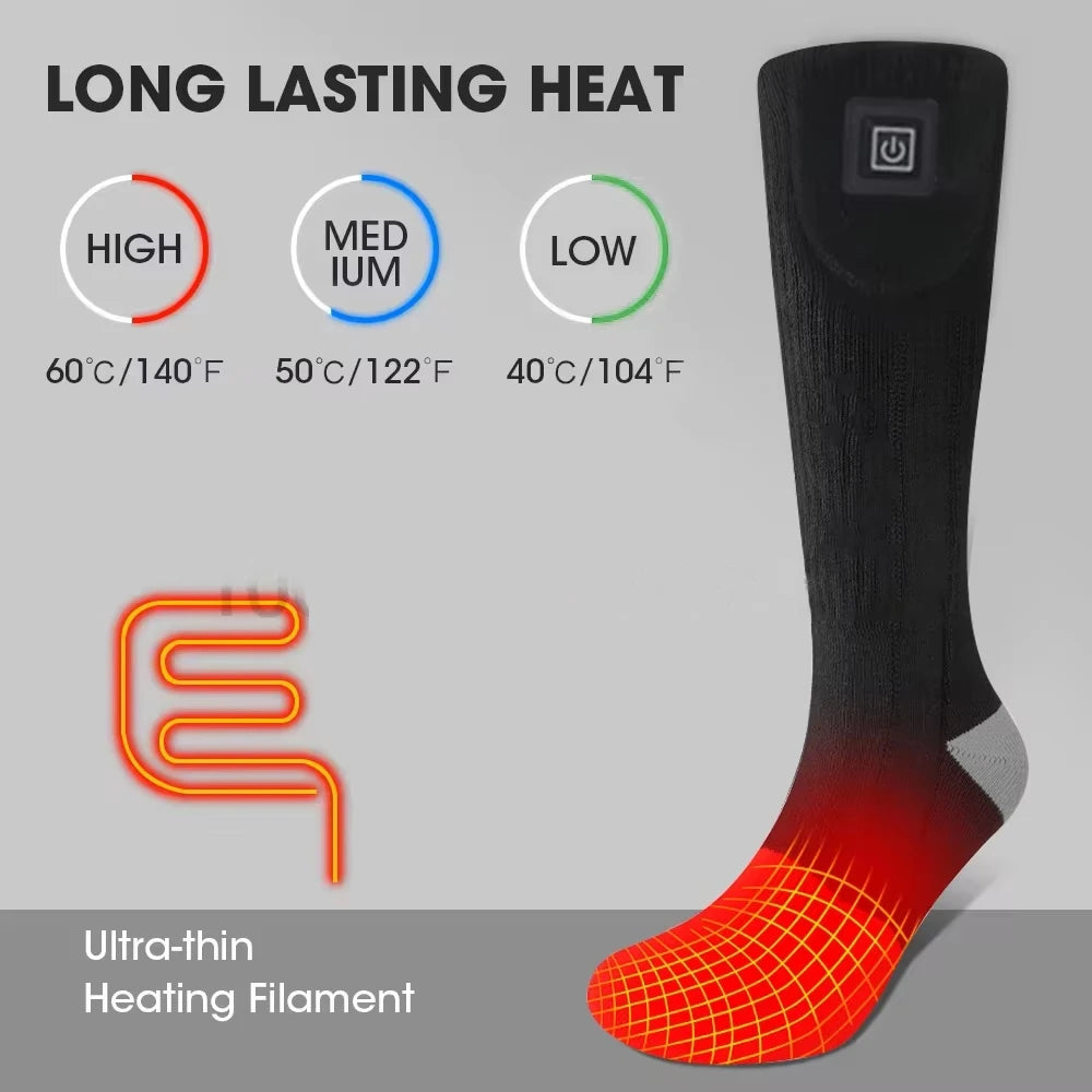 65℃ Electric Heated Socks with Battery for Winter Sports