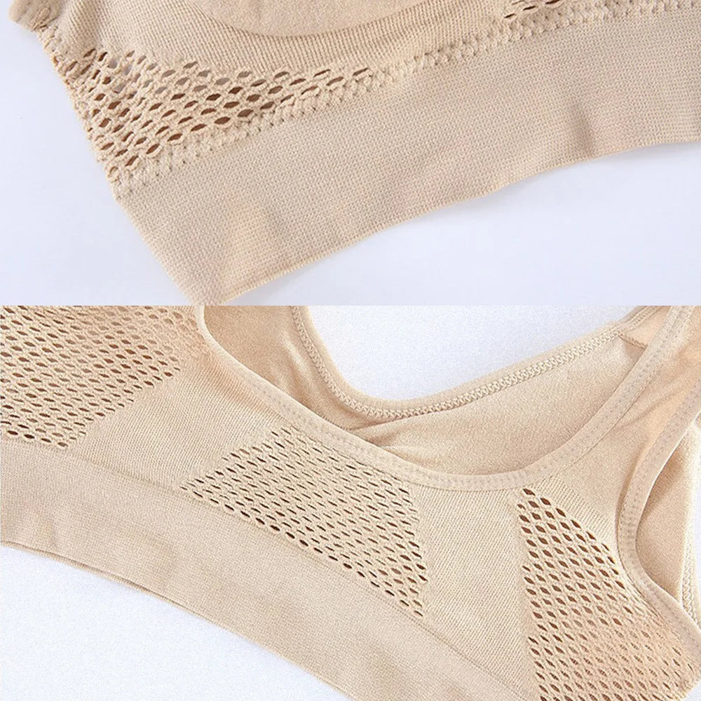 Seamless Mesh Sports Bra – Plus Size, Wireless Support