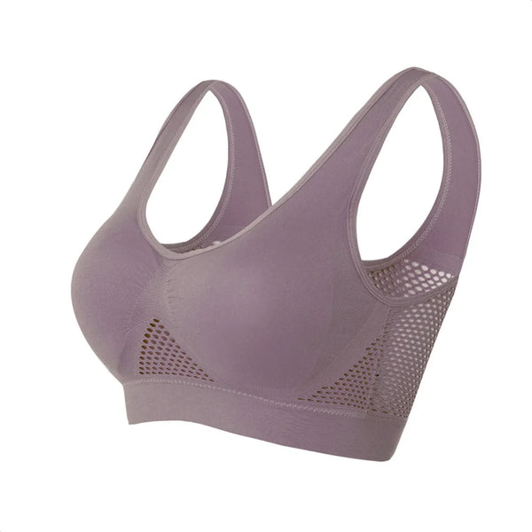 Seamless Mesh Sports Bra – Plus Size, Wireless Support