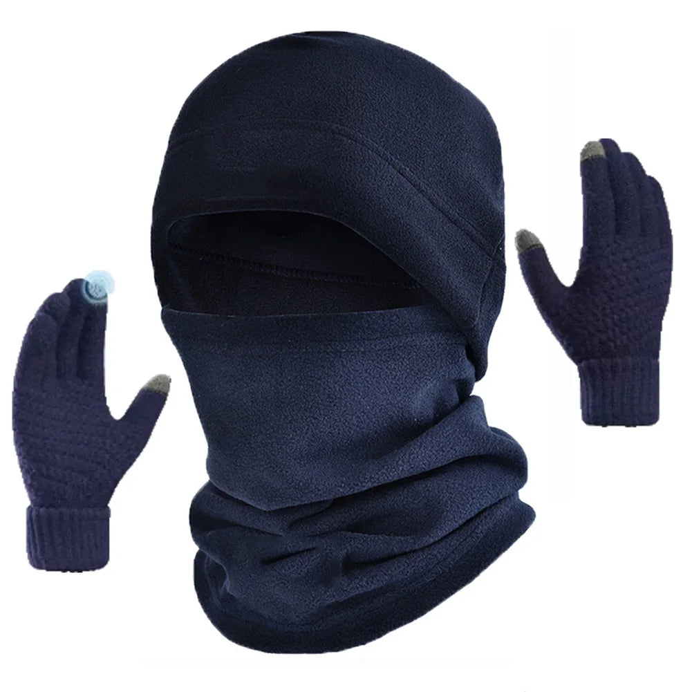 Winter Polar Coral Beanie Hat with Scarf & Gloves Set