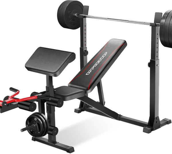 900LBS Weight Bench Set with Squat Rack & Curl Bench