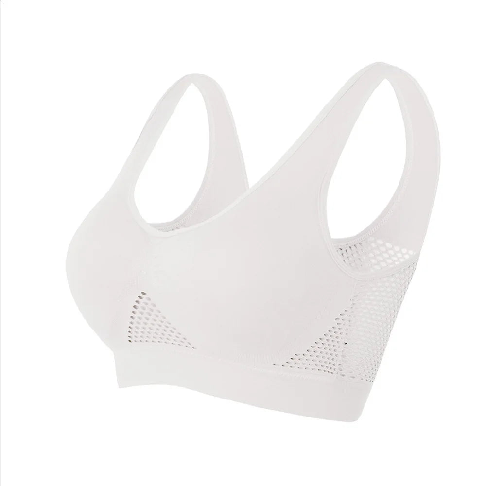 Seamless Mesh Sports Bra – Plus Size, Wireless Support