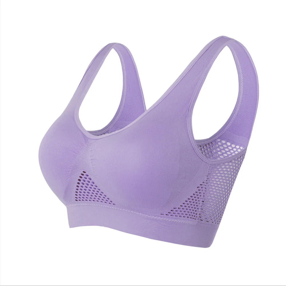 Seamless Mesh Sports Bra – Plus Size, Wireless Support