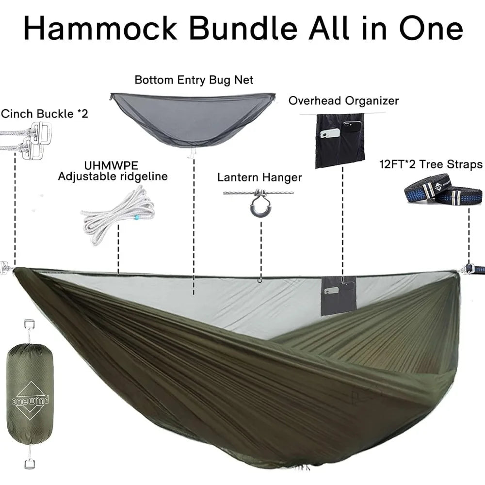 12Ft Camping Hammock with Mosquito Net – Double, Portable & Durable