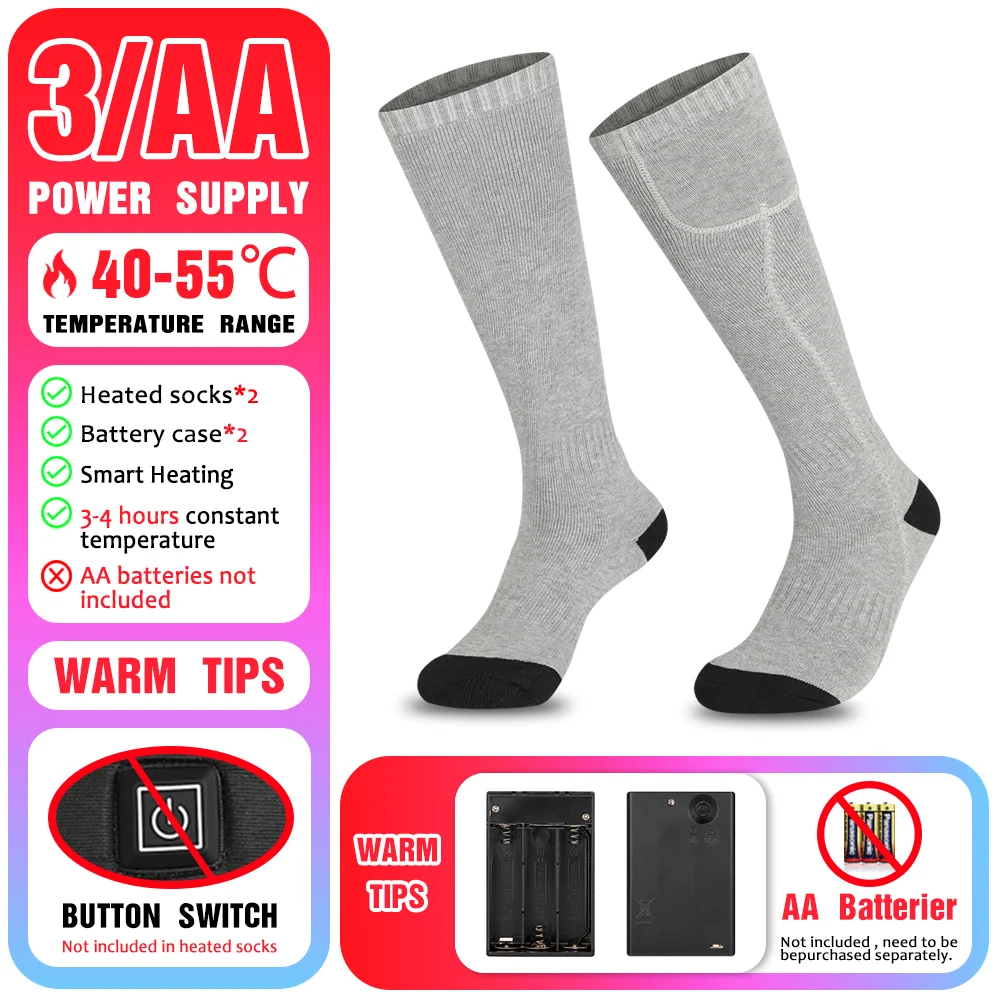 65℃ Electric Heated Socks with Battery for Winter Sports