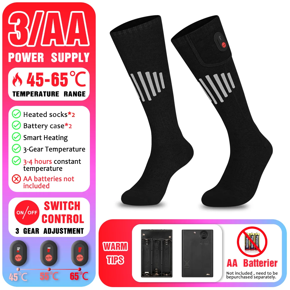 65℃ Electric Heated Socks with Battery for Winter Sports