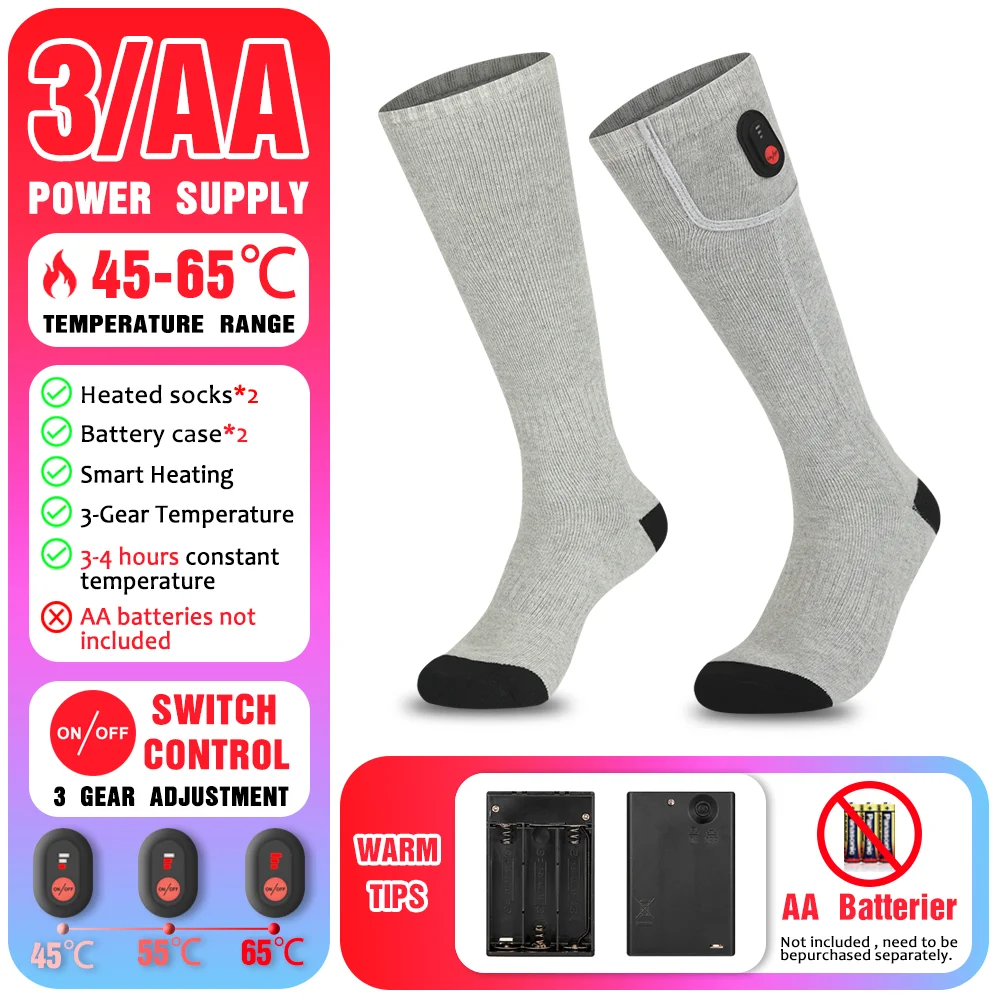 65℃ Electric Heated Socks with Battery for Winter Sports