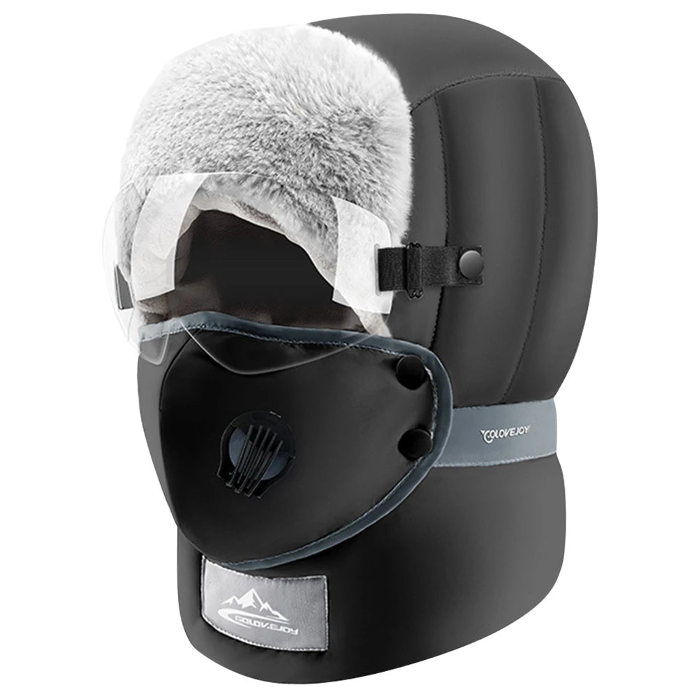 Outdoor Winter Warm Thicken Ski Hat with Goggles
