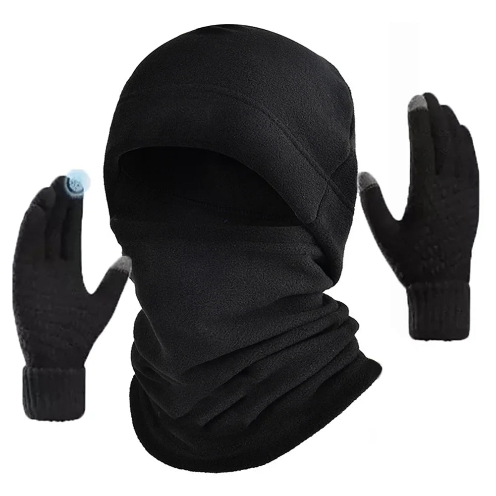Winter Polar Coral Beanie Hat with Scarf & Gloves Set