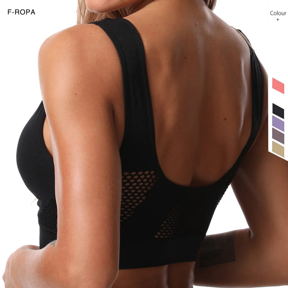 Seamless Mesh Sports Bra – Plus Size, Wireless Support