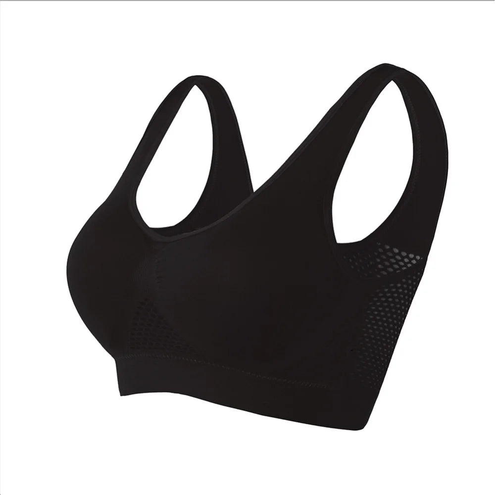 Seamless Mesh Sports Bra – Plus Size, Wireless Support