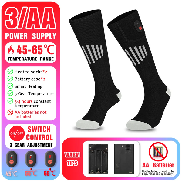 65℃ Electric Heated Socks with Battery for Winter Sports