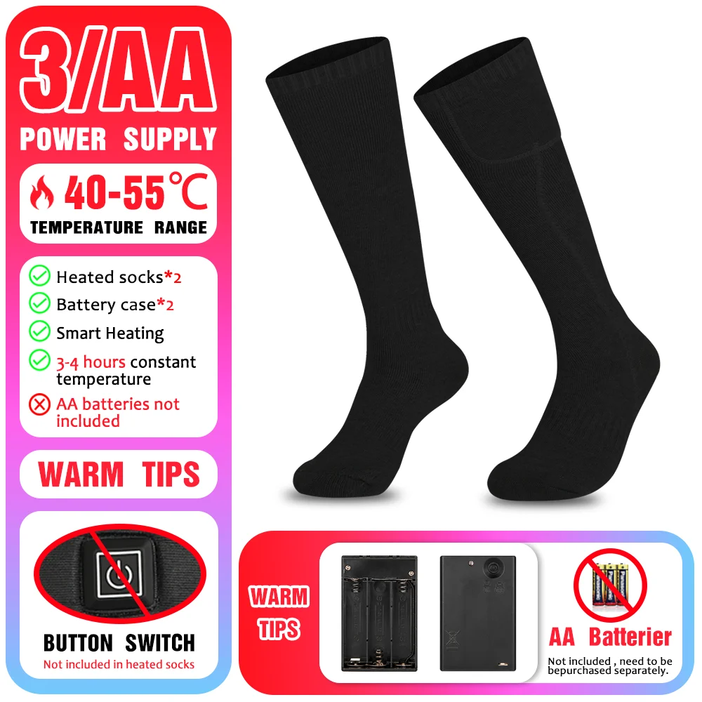 65℃ Electric Heated Socks with Battery for Winter Sports